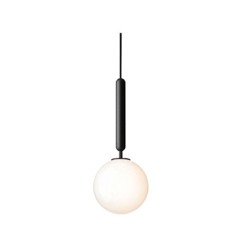 foto del prodotto stick pallina lattiginosa lampada a sospensione nera 15 cm