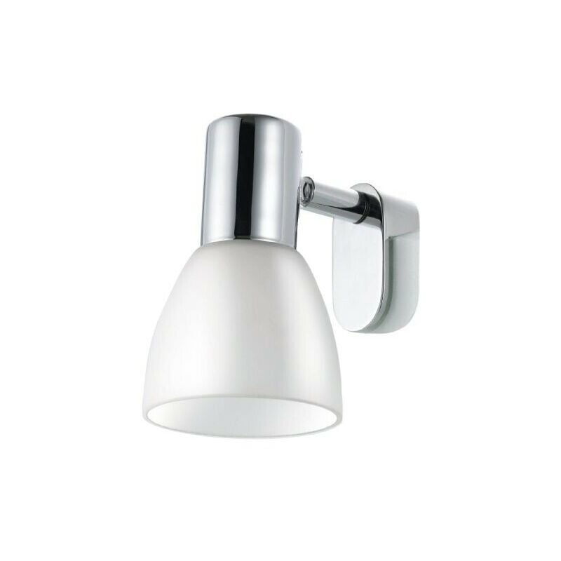 foto del prodotto sticker lampada da specchio cromo con paralume in vetro bianco e14 1x40w 85832 eglo