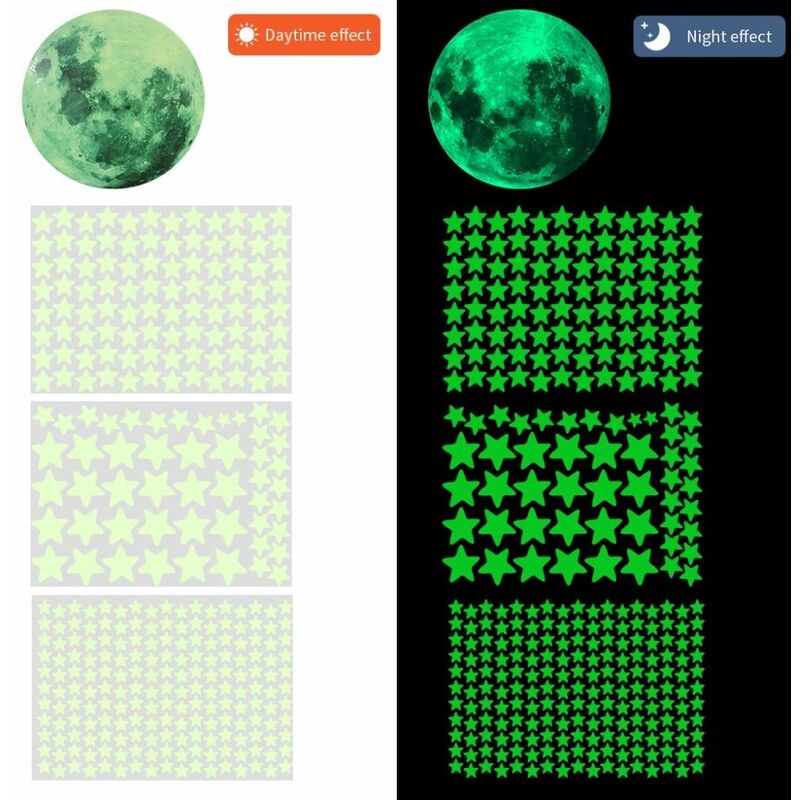foto del prodotto stickers adesivi luna e stelle fosforescenti luminescenti