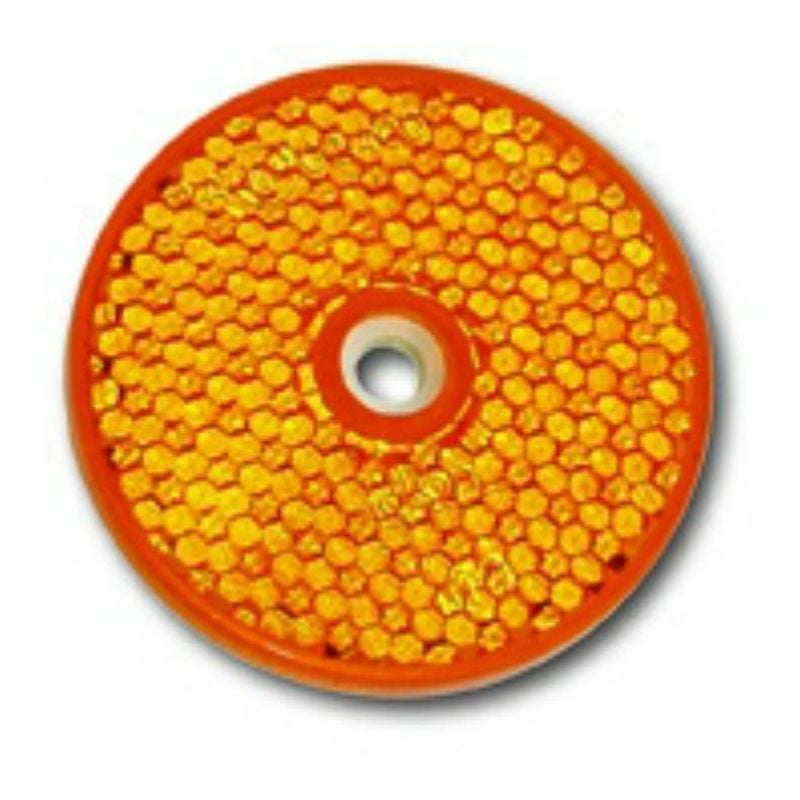 foto del prodotto stickerslab 2 catadiottri adesivi catarifrangenti a cerchio con senza foro al centro in 3 colori colore arancione, modello adesivo con foro