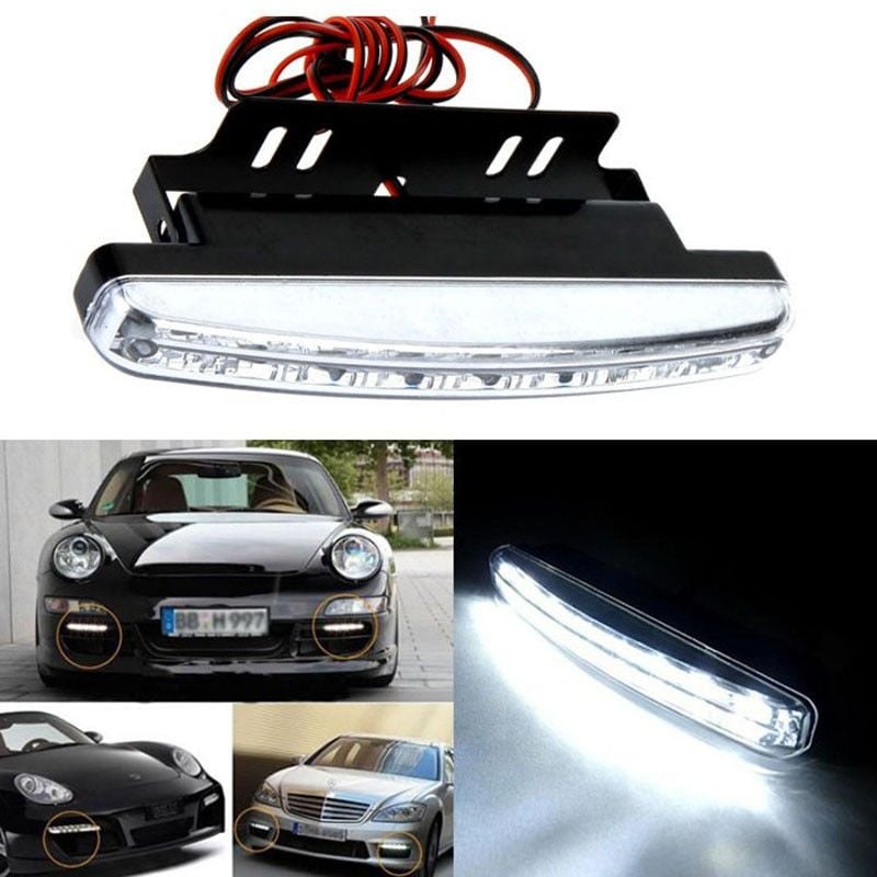 foto del prodotto stickerslab 2 luce a 8 led drl antinebbia per auto a 6000k luce bianca