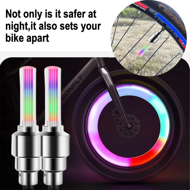 foto del prodotto stickerslab 2 tappi copri valvola con led multicolor per ruota bici auto moto