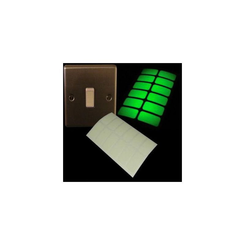 foto del prodotto stickerslab adesivo per interruttore luce fosforescente luminescente 10 pezzi colore verde fluo