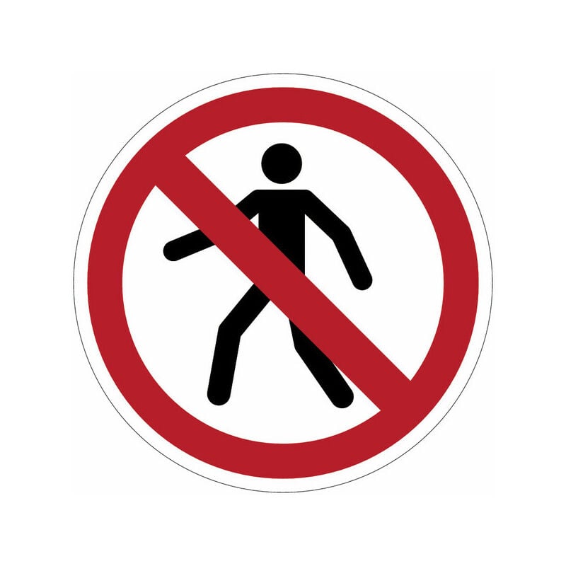 foto del prodotto stickerslab cartelli di divieto iso 7010 vietato ai pedoni p004 misura 100mm x 100mm, numero pezzi 10 pezzi
