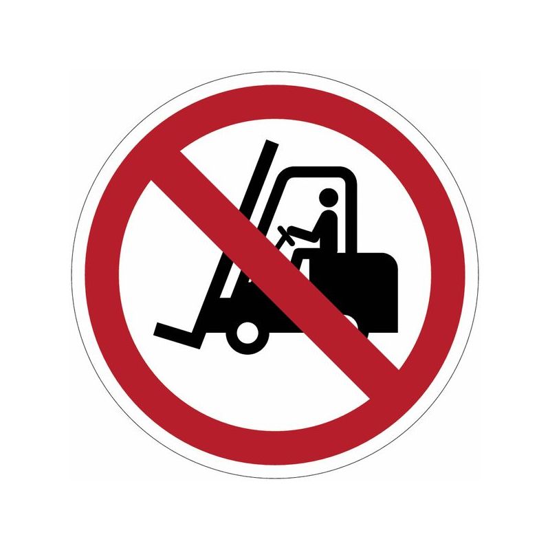 foto del prodotto stickerslab cartelli di divieto iso 7010 vietato il transito ai carrelli elevatori p006 misura 100mm x 100mm, numero pezzi 10 pezzi