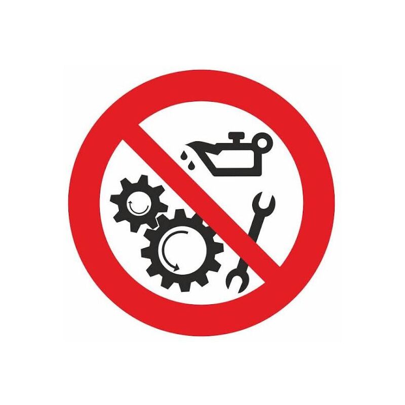 foto del prodotto stickerslab cartelli di divieto vietato riparare e pulire organi in moto norma iso 7010 misura 100mm x 100mm, numero pezzi 10 pezzi