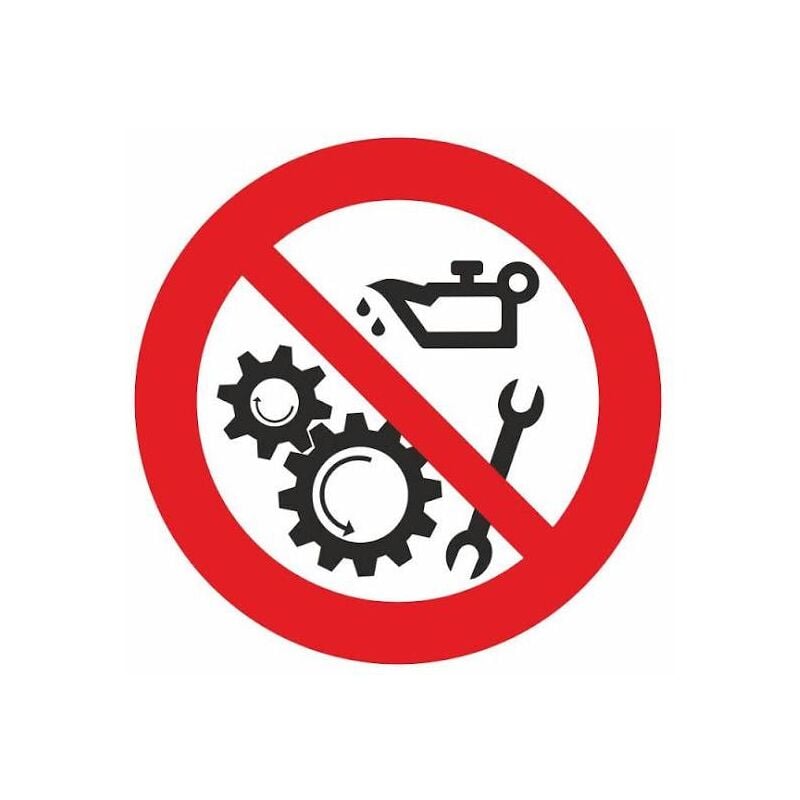 foto del prodotto stickerslab cartelli di divieto vietato riparare e pulire organi in moto norma iso 7010 misura 50mm x 50mm, numero pezzi 10 pezzi
