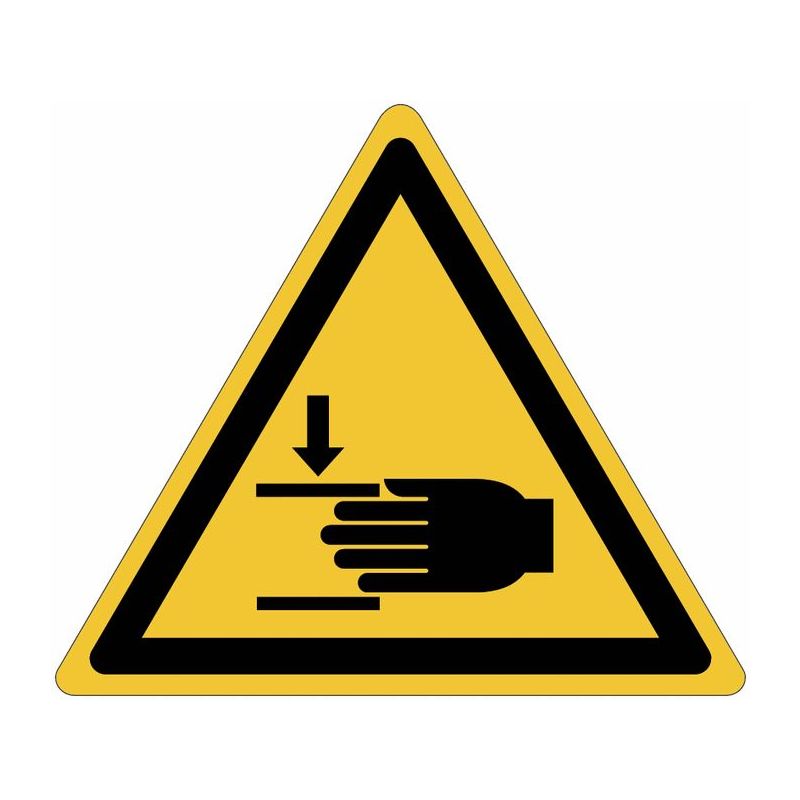 foto del prodotto stickerslab cartelli di pericolo iso 7010 schiacciamento delle mani w024 misura 100mm x 100mm, numero pezzi 10 pezzi
