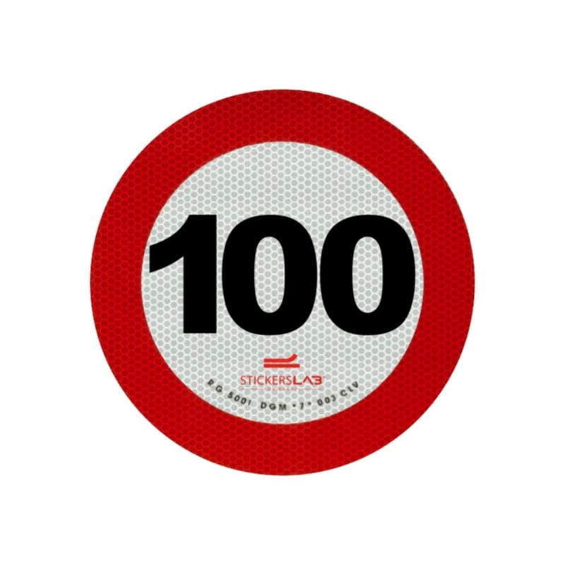 foto del prodotto stickerslab contrassegno disco limite velocit in alluminio retroiriflettente 3m omologati classe 2 modello 100 km h