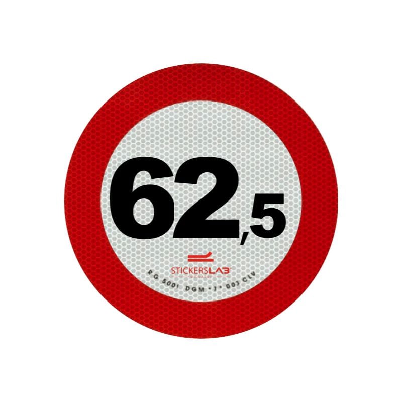 foto del prodotto stickerslab contrassegno disco limite velocit in alluminio retroiriflettente 3m omologati classe 2 modello 62.5 km h