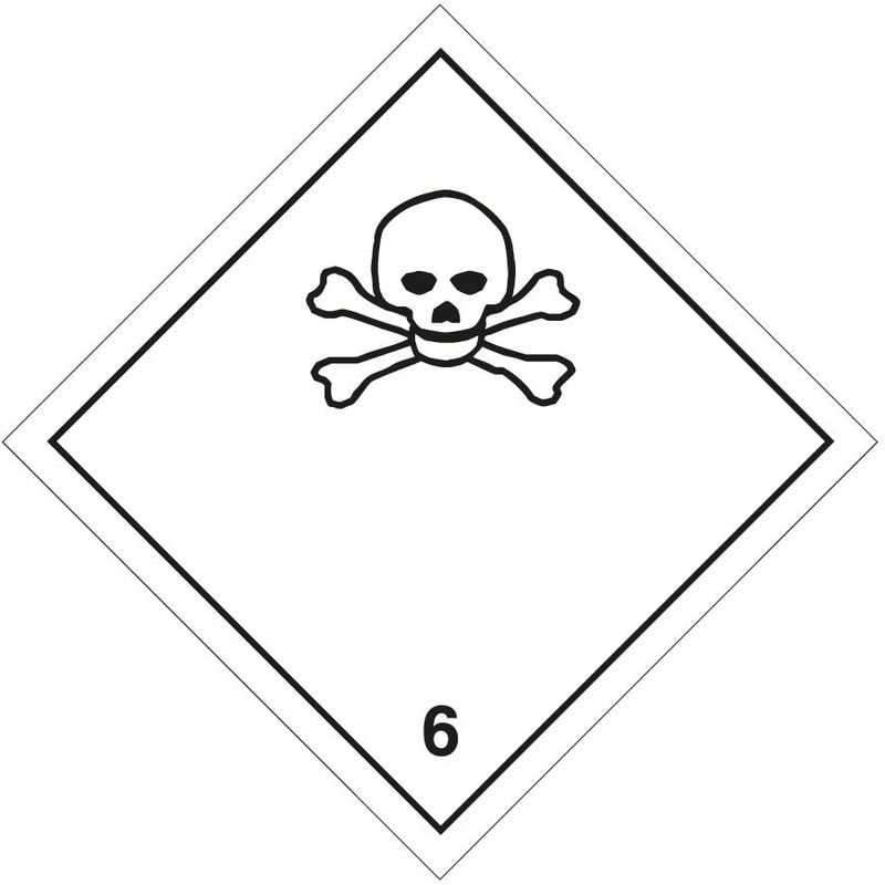 foto del prodotto stickerslab etichetta autoadesiva o supporto alluminio a.d.r per divisione 6.1 per materie tossiche. 300x300mm modello alluminio