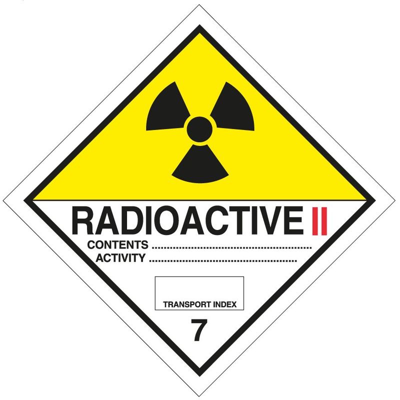 foto del prodotto stickerslab etichetta autoadesiva o supporto alluminio a.d.r per divisione 7.b per materiali radioattivi categoria ii 300x300mm modello