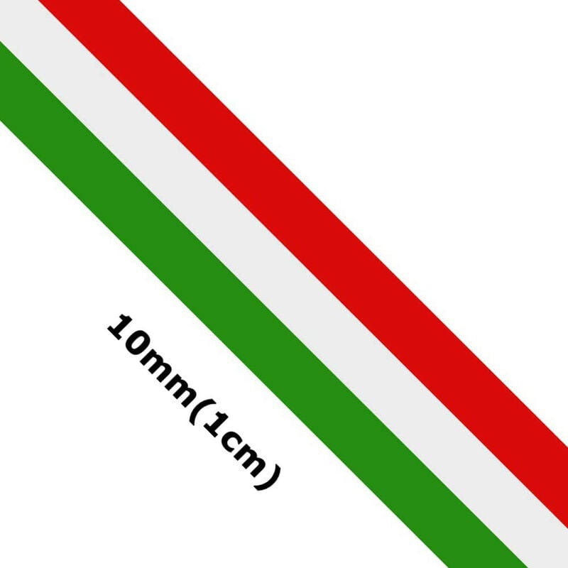 foto del prodotto stickerslab fascia adesiva tricolore bandiera italia in 5 misure a scelta packaging 10mm 1cm x 100cm