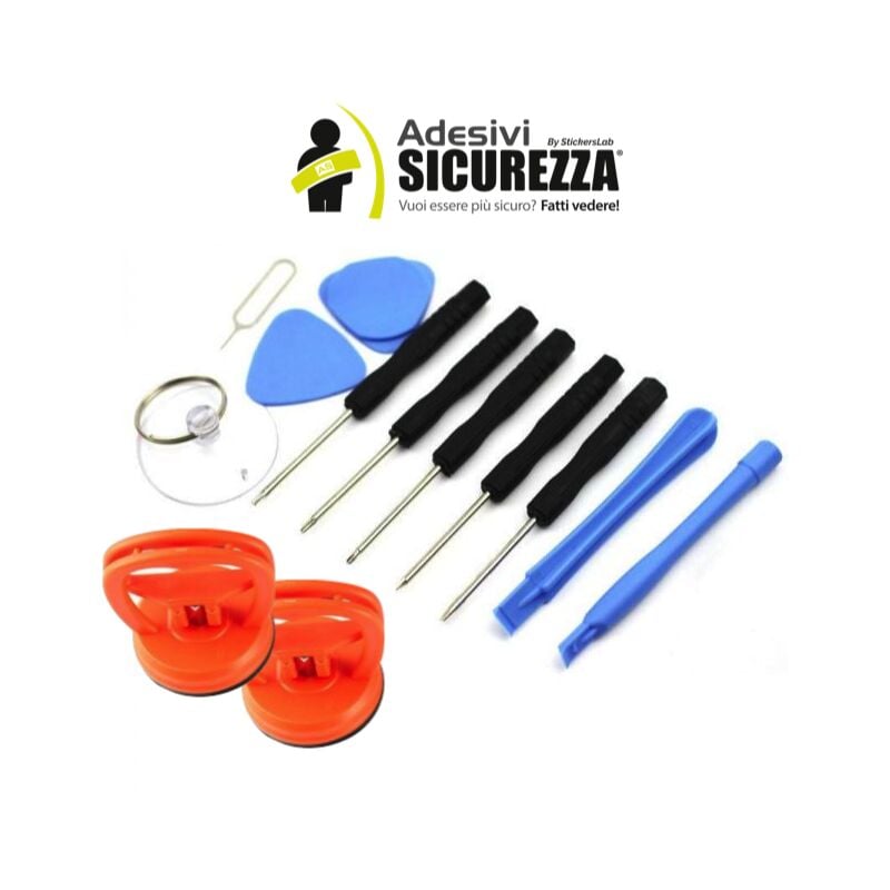 foto del prodotto stickerslab kit 13 attrezzi riparazione universale per smartphone e cellulari con 2 ventose