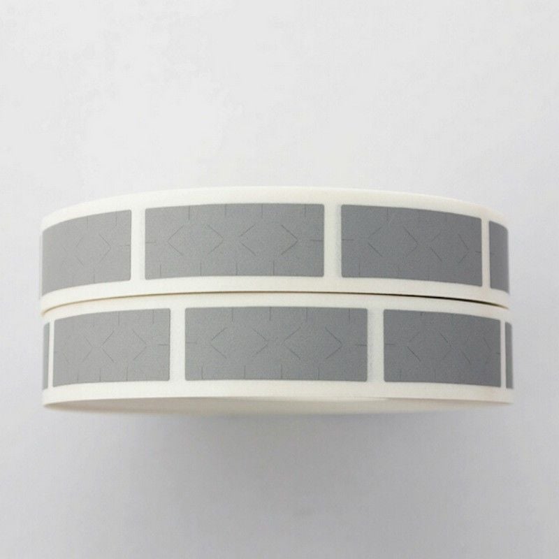 foto del prodotto stickerslab label scratch off gratta e vinci colore silver su pvc adesivo rettangolare modello rettangolo zebrato 6x15mm, numero pezzi 100