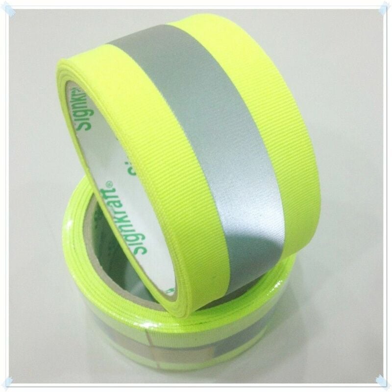 foto del prodotto stickerslab nastro da cucire rifrangente combinato giallo grigio 30 50mm misura 50mm 5cm x 2 metri