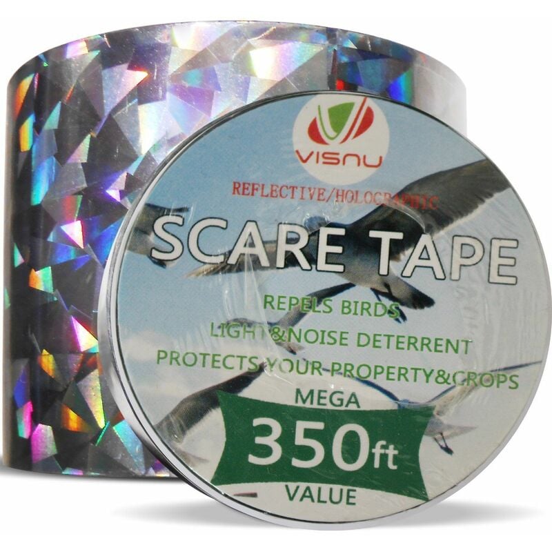 foto del prodotto stickerslab nastro dissuasore iridescente riflettente con riflessi luminosi spaventapasseri modello 110 metri argento 
