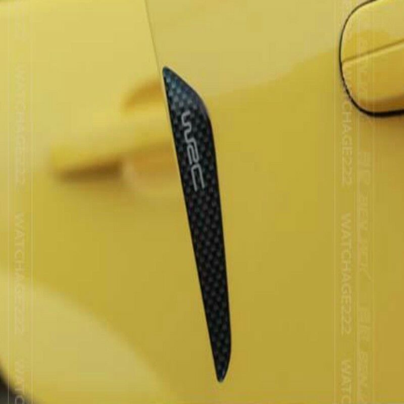 foto del prodotto stickerslab paracolpi adesivo per portiera auto ad effetto carbonio con scritta wrc colore nero