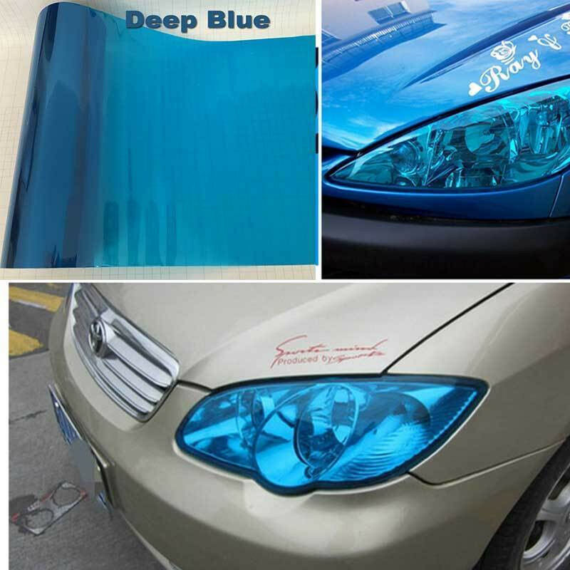 foto del prodotto stickerslab pellicola adesiva colorata per fari auto anteriori e posteriori in 14 colori colore blu, lunghezza 30cm x 50cm