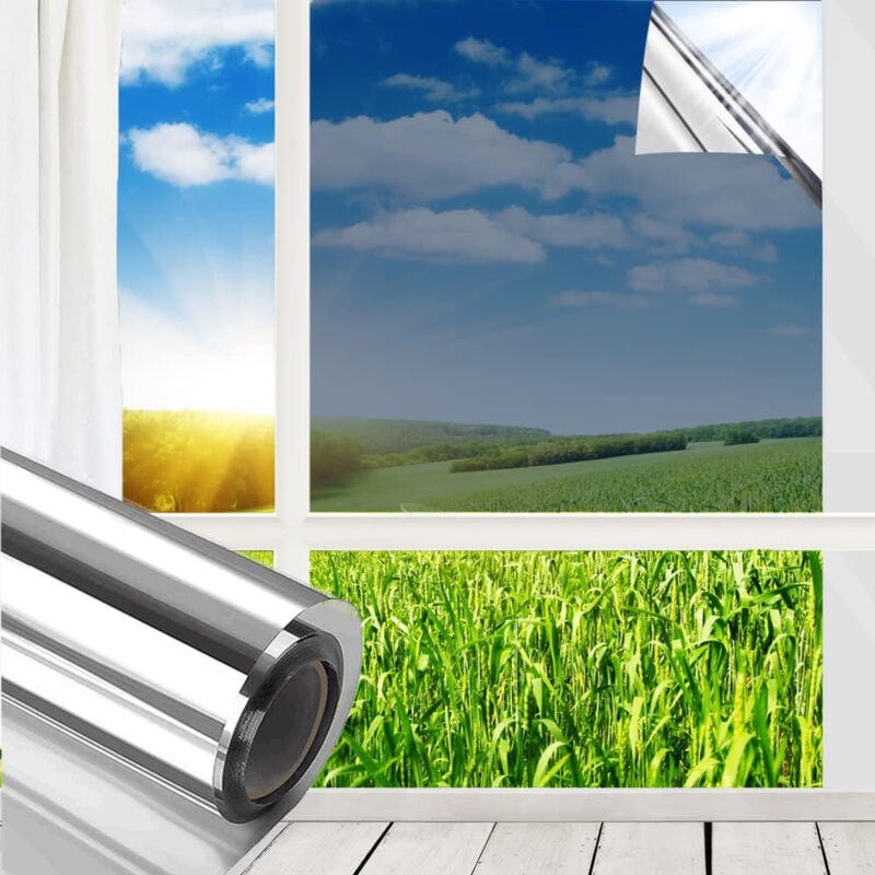 foto del prodotto stickerslab pellicola effetto specchiato per finestre e vetrate colore argento misura 152cm x 500cm