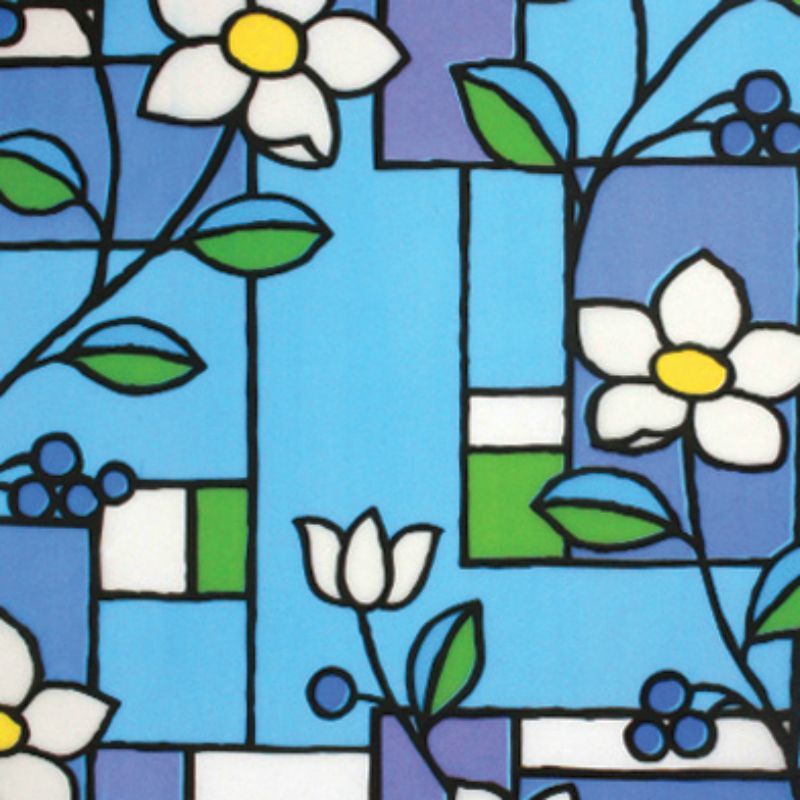 foto del prodotto stickerslab pellicola privacy effetto colorato a fiori per finestre vetri autoadesive anti uv controllo calore misura 90cm x 150cm