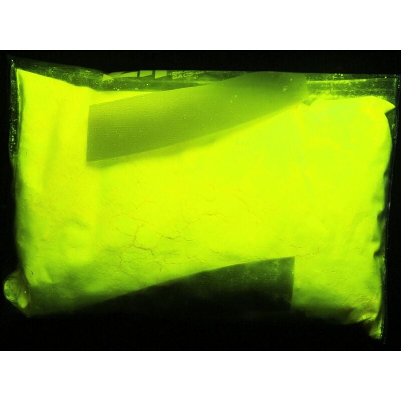 foto del prodotto stickerslab pigmento additivo polvere luminescente fluorescente si illumina al buio 5 colori a base colorata colore giallo fluo, peso 20