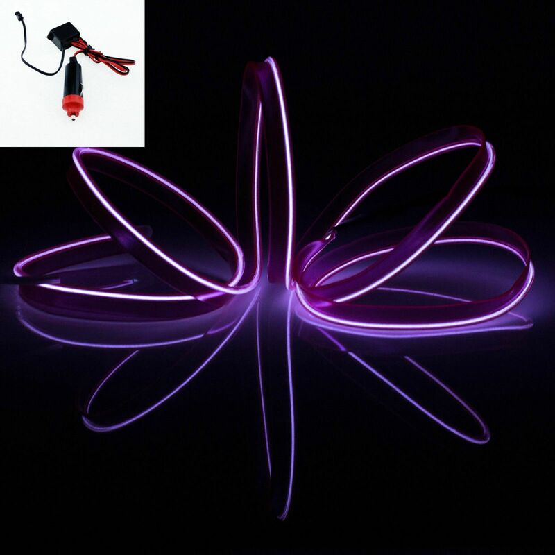 foto del prodotto stickerslab stringa led elettroluminescente flessibile per decorazione interni auto collegamento accendisigari 12v, colore lunghezza viola 3