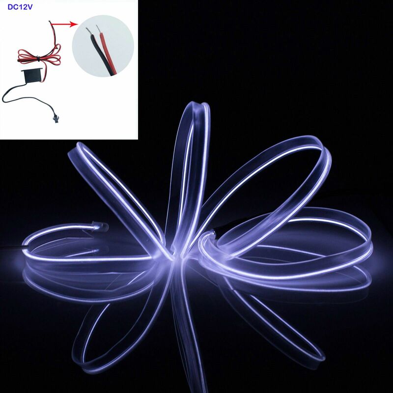 foto del prodotto stickerslab stringa led elettroluminescente flessibile per decorazione interni auto collegamento dc 12v, colore lunghezza bianco 3 metri