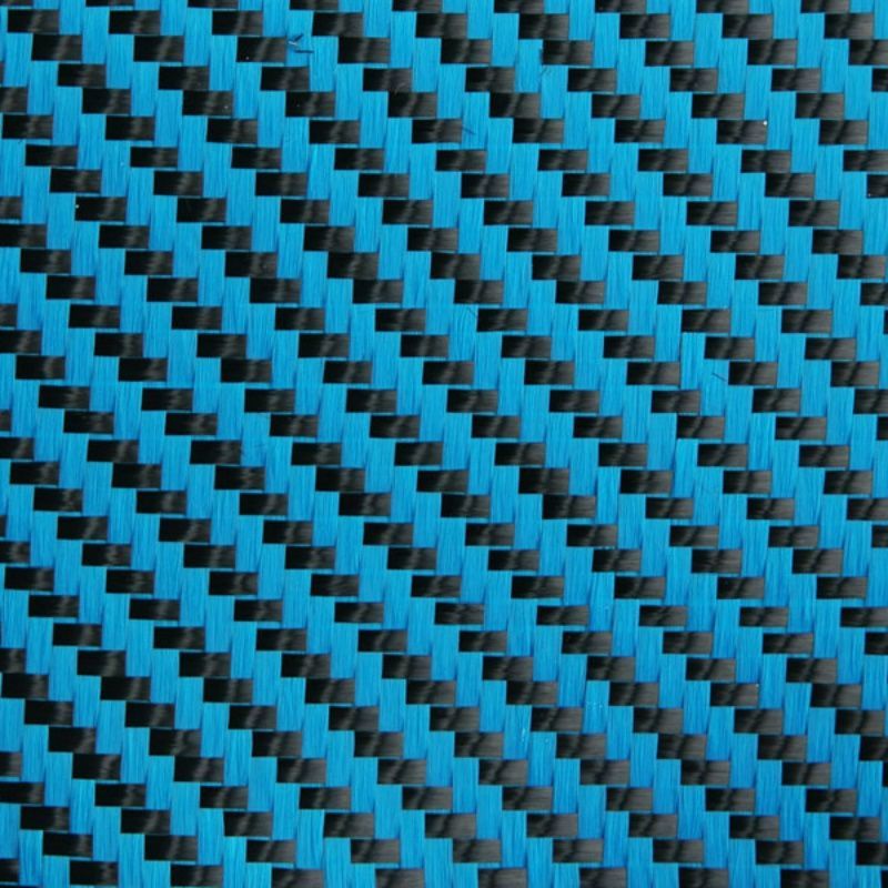 foto del prodotto stickerslab tessuto ibrido in vera fibra di carbonio e aramide 190 g m 3k twill blu misura 1000mm 100cm x 1 metro