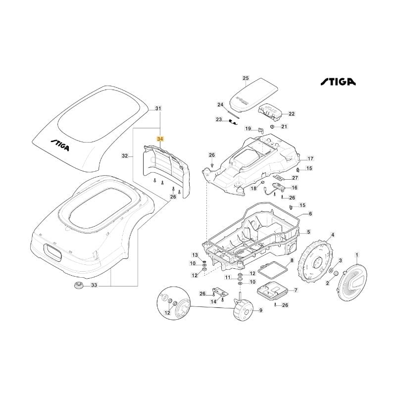 foto del prodotto stiga copertura posteriore robot tagliaerba modelli a1000 originale 322110085 0