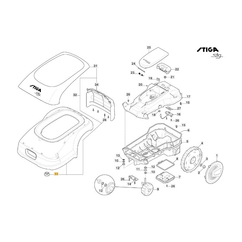 foto del prodotto stiga cuffia in gomma robot tagliaerba modelli stig1200 originale 322122001 0