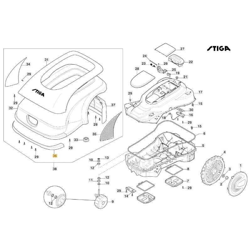 foto del prodotto stiga paraurti frontale originale a3000 a5000 rtk robot rasaerba 381393707 0