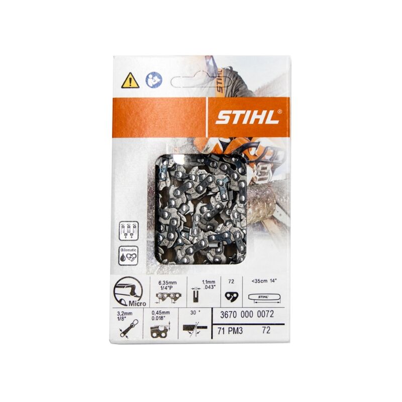 foto del prodotto stihl catena motosega picco micro 72 maglie passo 1,1mm originale 36700000072 msa80