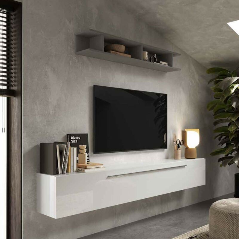 foto del prodotto stilprojectstore-casa e ufficio - mobile ingresso sospeso l 210x180x35 comp 48 ardesia-bianco - infinity