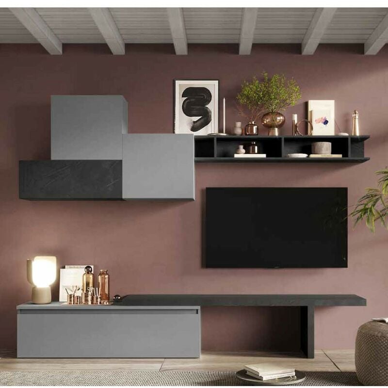 foto del prodotto stilprojectstore-casa e ufficio - parete attrezzata soggiorno comp 15, colore ardesia-piombo - infinity
