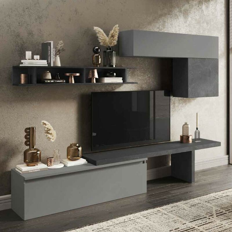 foto del prodotto stilprojectstore casa e ufficio parete attrezzata soggiorno comp 25, colore ardesia piombo infinity