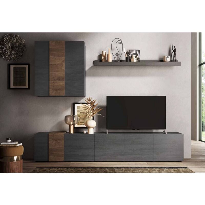 foto del prodotto stilprojectstore casa e ufficio parete attrezzata soggiorno l 301 nero titanio mercure venus