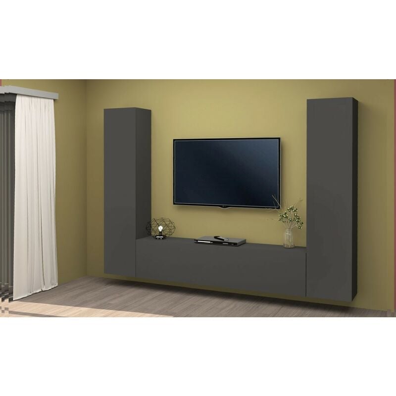foto del prodotto stilprojectstore casa e ufficio parete soggiorno moderno, composizione antracite da cm 260 maruska