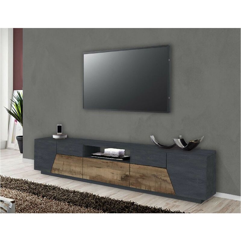 foto del prodotto stilprojectstore casa e ufficio porta tv mobile moderno grigio acero, 4 ante, 1 cassetto alien