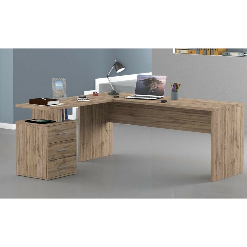 foto del prodotto stilprojectstore casa e ufficio scrivania angolare design moderno rovere new selina