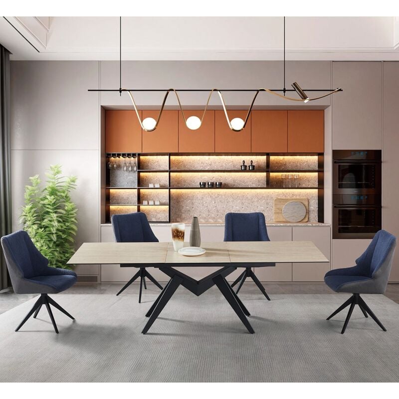 foto del prodotto stilprojectstore casa e ufficio tavolo da pranzo allungabile rettangolare in pietra beige 180x100x75 diamante