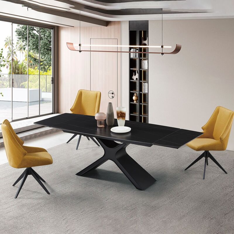 foto del prodotto stilprojectstore casa e ufficio tavolo da pranzo allungabile rettangolare in pietra nero 160x90x75 smeraldo