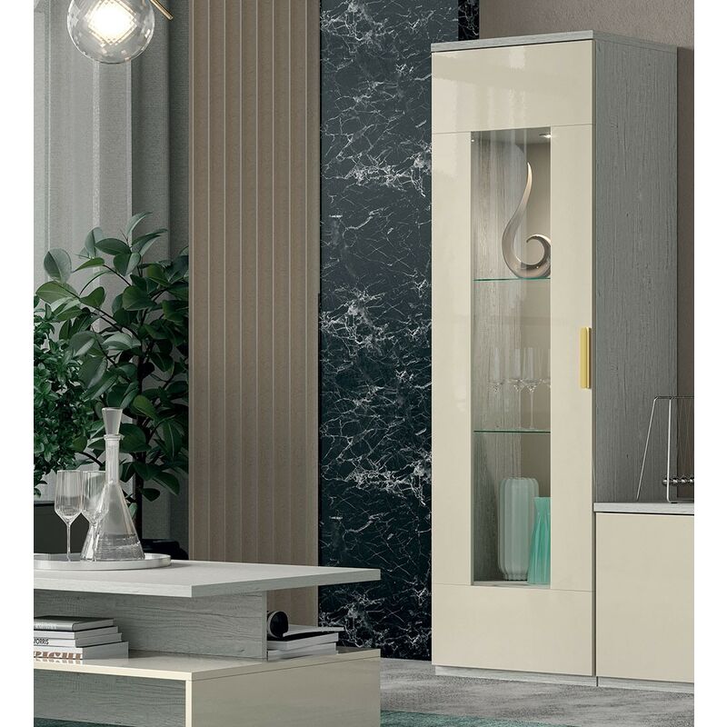 foto del prodotto stilprojectstore-casa e ufficio - vetrina soggiorno moderna quercia bianca 1 anta vetro - dream