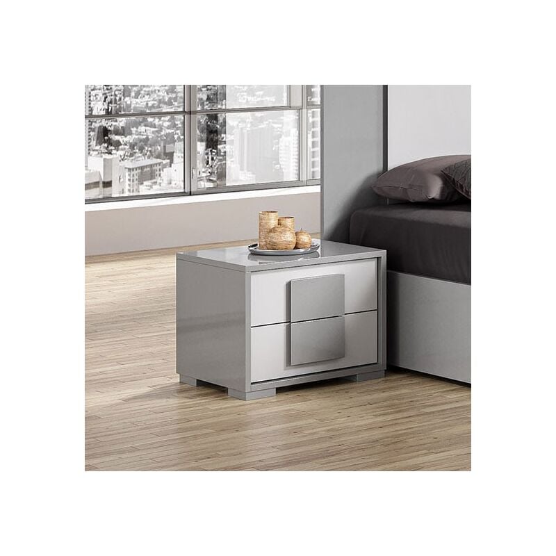 foto del prodotto stilprojectstore comodino 2 cassetti grigio laccato lucido l 60 diana large