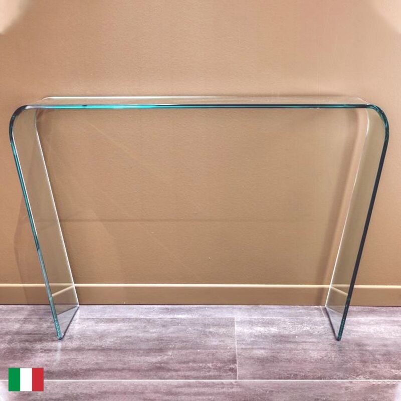 foto del prodotto stilprojectstore - consolle in vetro curvato trasparente l 112 made in italy - tibero transparent