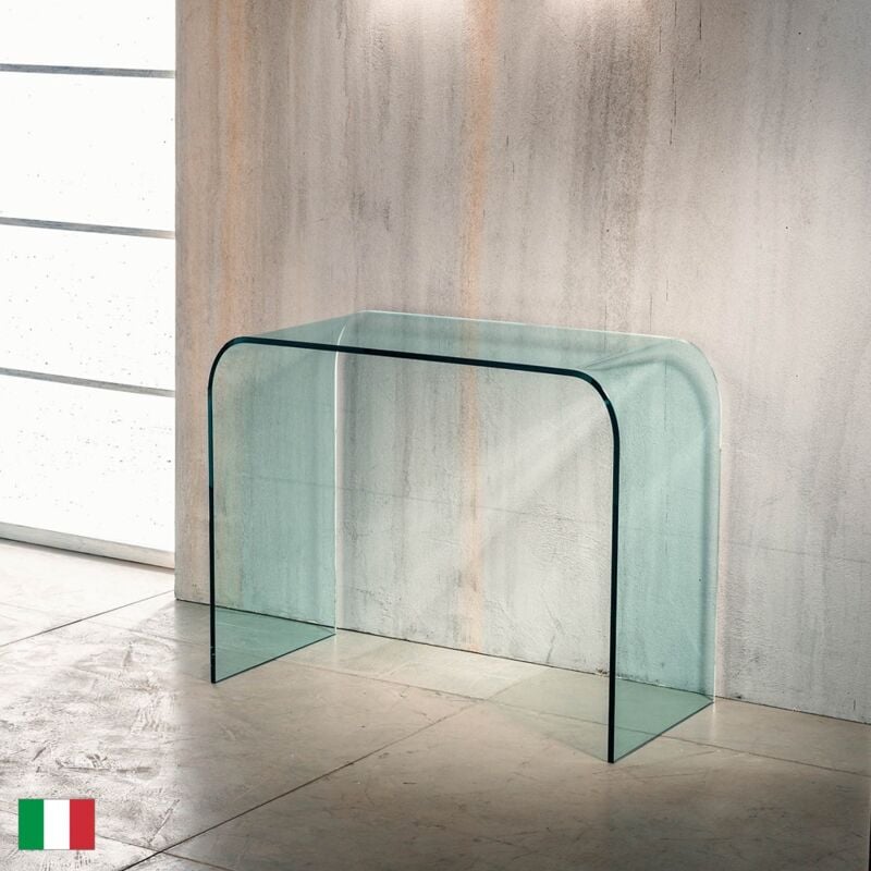 foto del prodotto stilprojectstore consolle in vetro curvato trasparente l 90 120 made in italy consolle 90