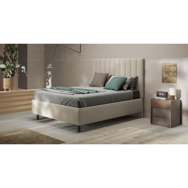 foto del prodotto stilprojectstore letto matrimoniale contenitore 162x200 comfort avvolgente e stile contemporaneo teddy boucl beige