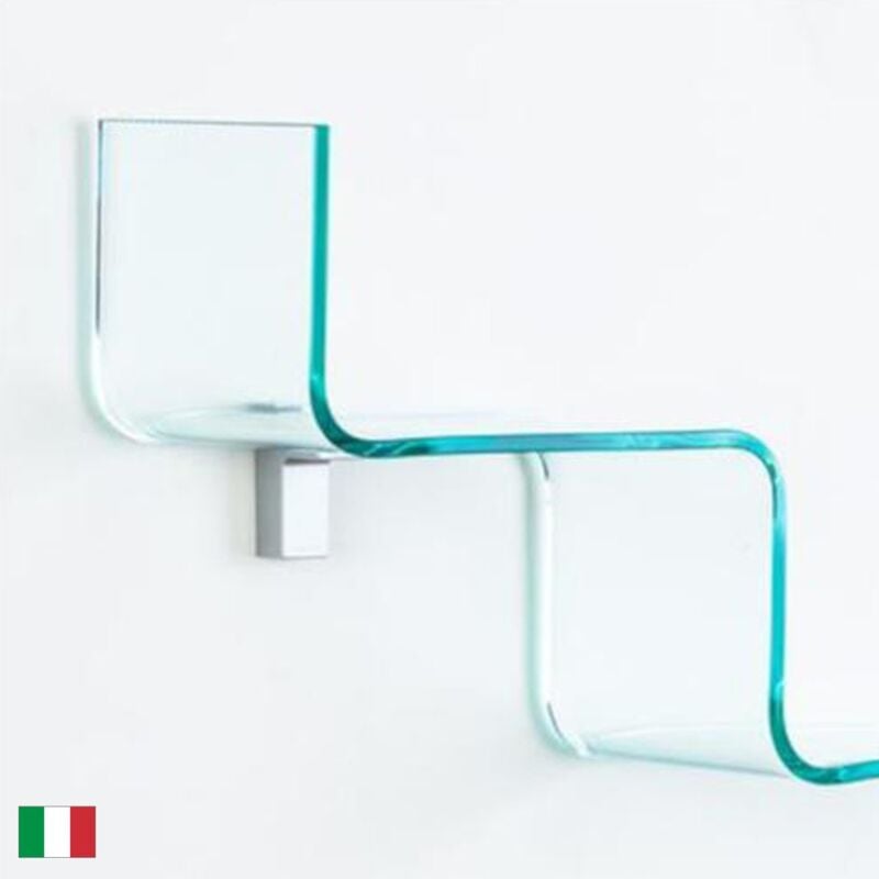 foto del prodotto stilprojectstore mensola vetro curvato trasparente 100x20,5xh 11 cm made in italy step