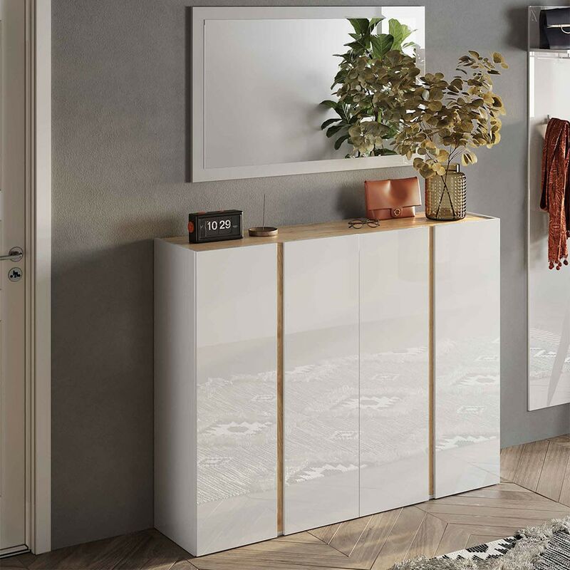 foto del prodotto stilprojectstore - mobile multiuso 4 ante 140x111 bianco lucido - cadiz frame .com