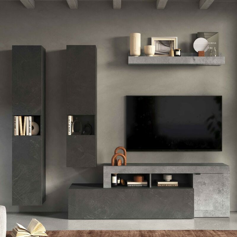 foto del prodotto stilprojectstore parete attrezzata soggiorno 250 cm freedom cemento piombo